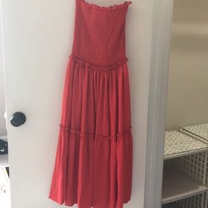 Red maxi skirt